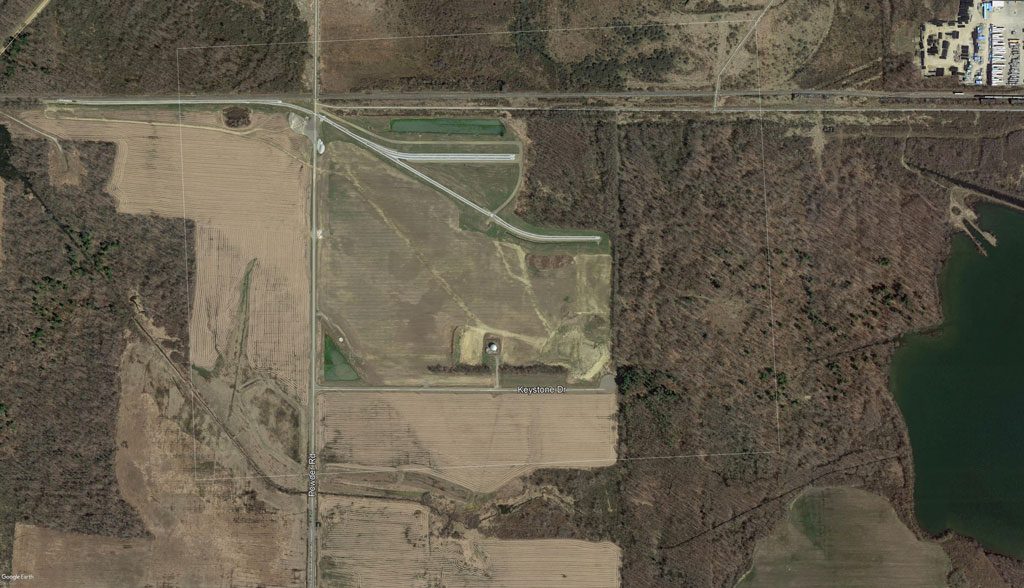 Aerial view of railroad at Crawford Renewable Energy